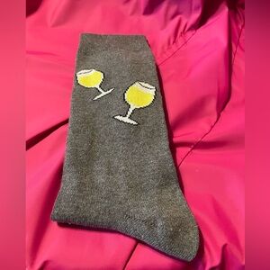 Cheers - Gray Socks with Wine Glass Design